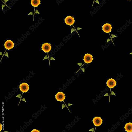Sunflower Seamless on Black...
