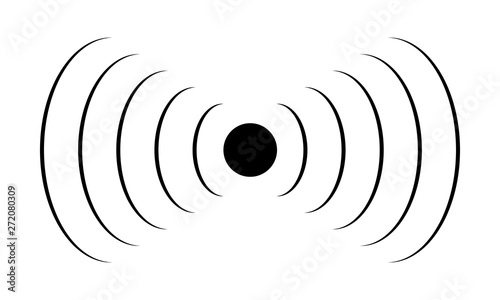 Señal de radiación electromagnética sobre fondo blanco.