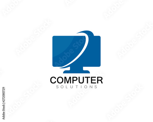 Vector computer and laptop repair logo template icon illustration