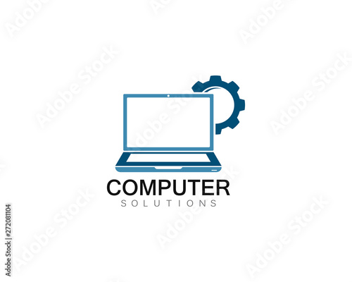Vector computer and laptop repair logo template icon illustration