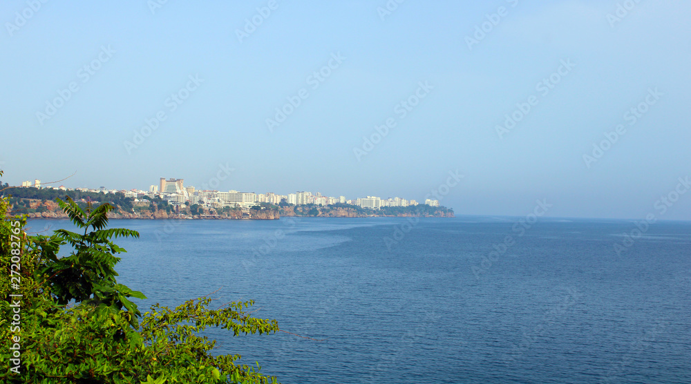 Mediterranean sea coast and sea clifss in Antalya city