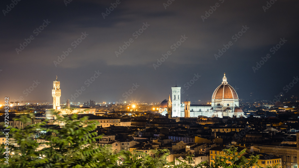 Aerial view of Florence Cathedral and The Palazzo Vecchio, Florence, Tuscany, Italy
