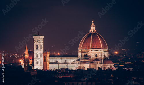Cattedrale di Santa Maria del Fiore (Florence Cathedral) from Michelangelo Hill at night