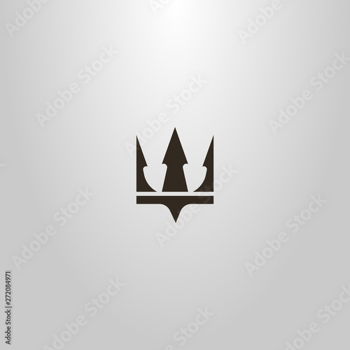 black and white simple flat art vector sign of crown or trident Poseidon