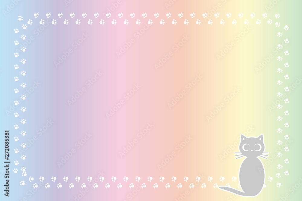 Background Wallpaper Vector Illustration Design Free Free Size Charge Free Colorful Color Rainbow Show Business Entertainment Party Image 背景素材 猫の足跡 肉球 子猫 動物 可愛い イラスト 動物病院 ペットショップ 宣伝広告 無料素材 Stock Vector