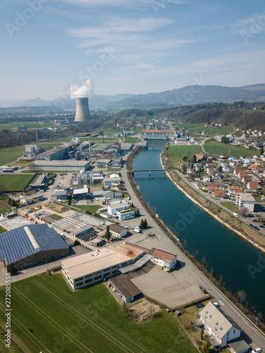 Aerial of KKW Goesgen Nuclear Power Station 