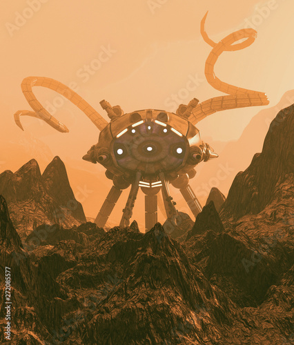 Giant alien ship,3d illustration