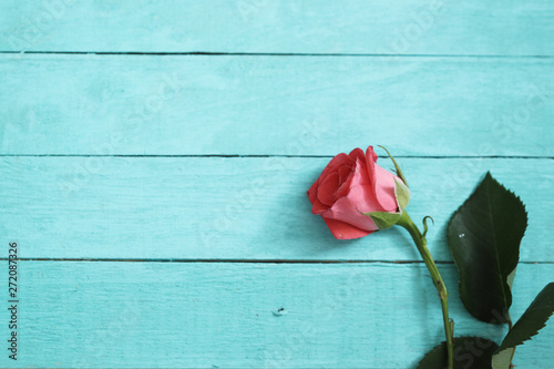 Roses on wooden background, valentines day card