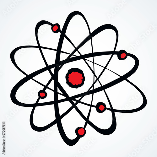 Atom. Vector drawing icon sign