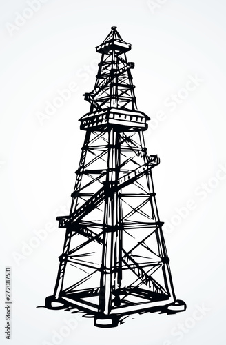 Oil derrick mine. Vector drawing