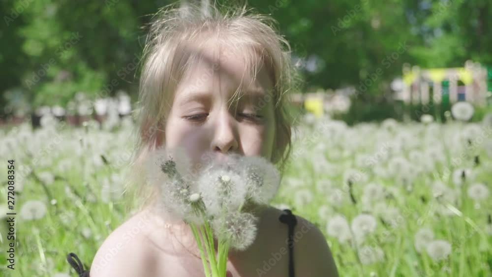 Spring joy - lovely girl blowing dandelion. Beautiful cute girl in sunny day at green nature background. Spring joy - lovely girl blowing dandelion. Beautiful cute girl in sunny day at green nature background.