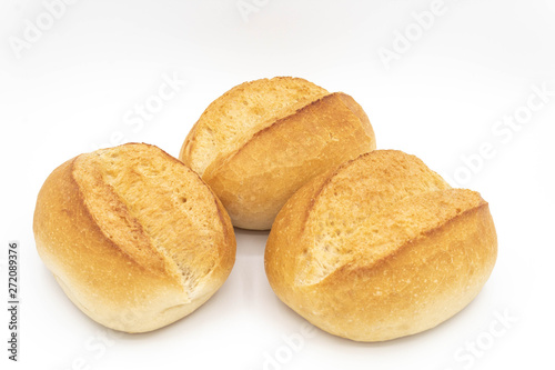 Three breads isolated on white background.