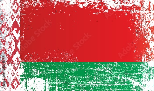 Flag of Belarus, Republic of Belarus, Wrinkled dirty spots. Can be used for design, stickers, souvenirs