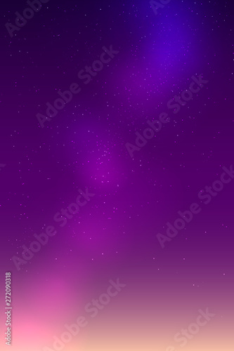 Starry night sky with galaxy background vector.