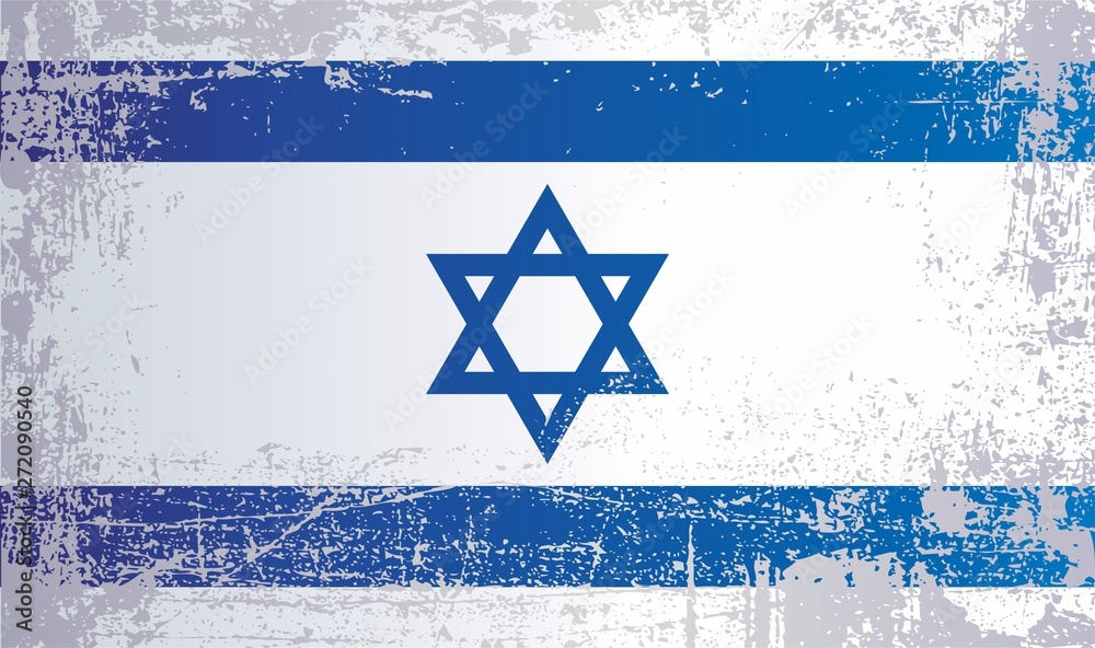 Flag of Israel, Wrinkled dirty spots. Can be used for design, stickers, souvenirs