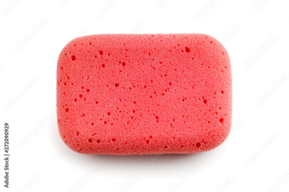 Red sponge isolated on white background. Top view Red sponge isolated on white background. Top view