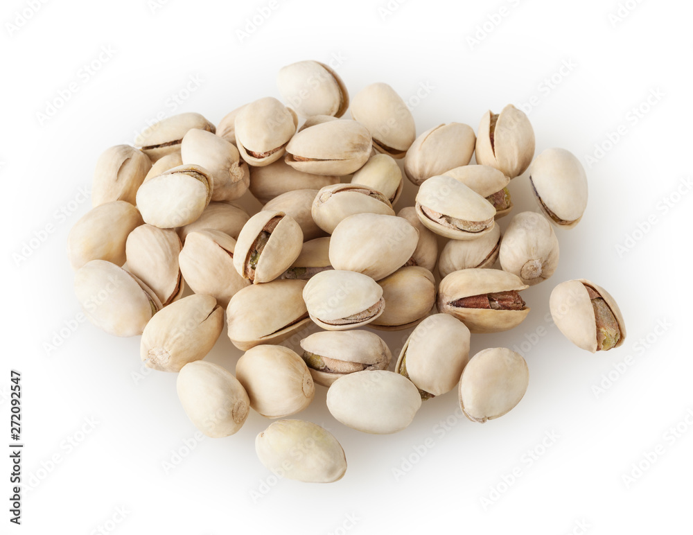 Salted pistachios bowl isolated on white background with clipping path Salted pistachios bowl isolated on white background with clipping path