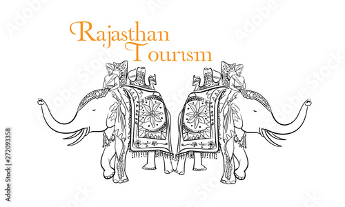 rajasthan tourism elephant vector line drawing