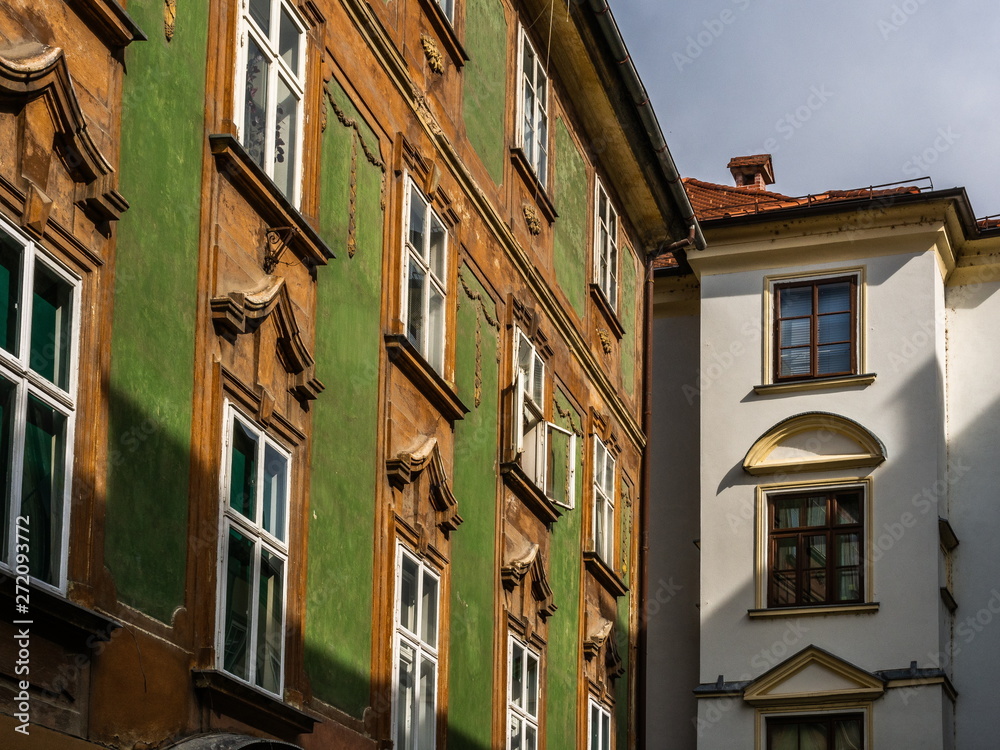 The old town street in Ljubljana, Slovenia