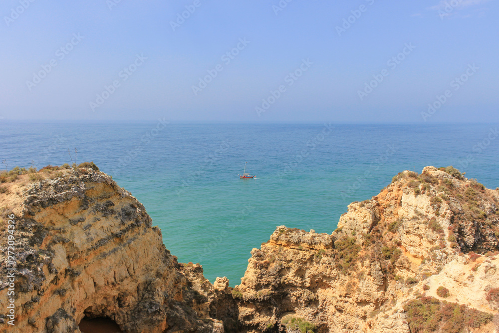 Beautiful cliffs landscape view in Ponta da Piedade, Lagos, Algarve, Portugal