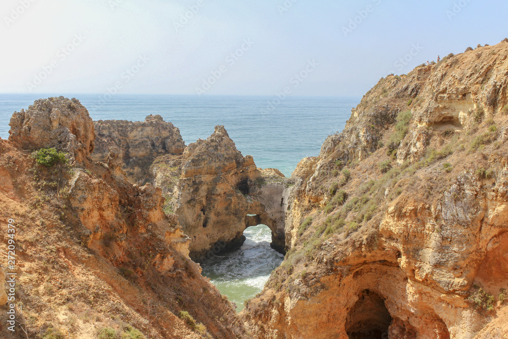 Beautiful cliffs landscape view in Ponta da Piedade, Lagos, Algarve, Portugal