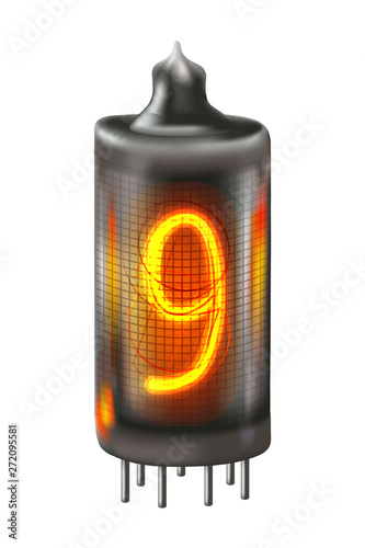 Tube indicator lamp with number 9 lit up.