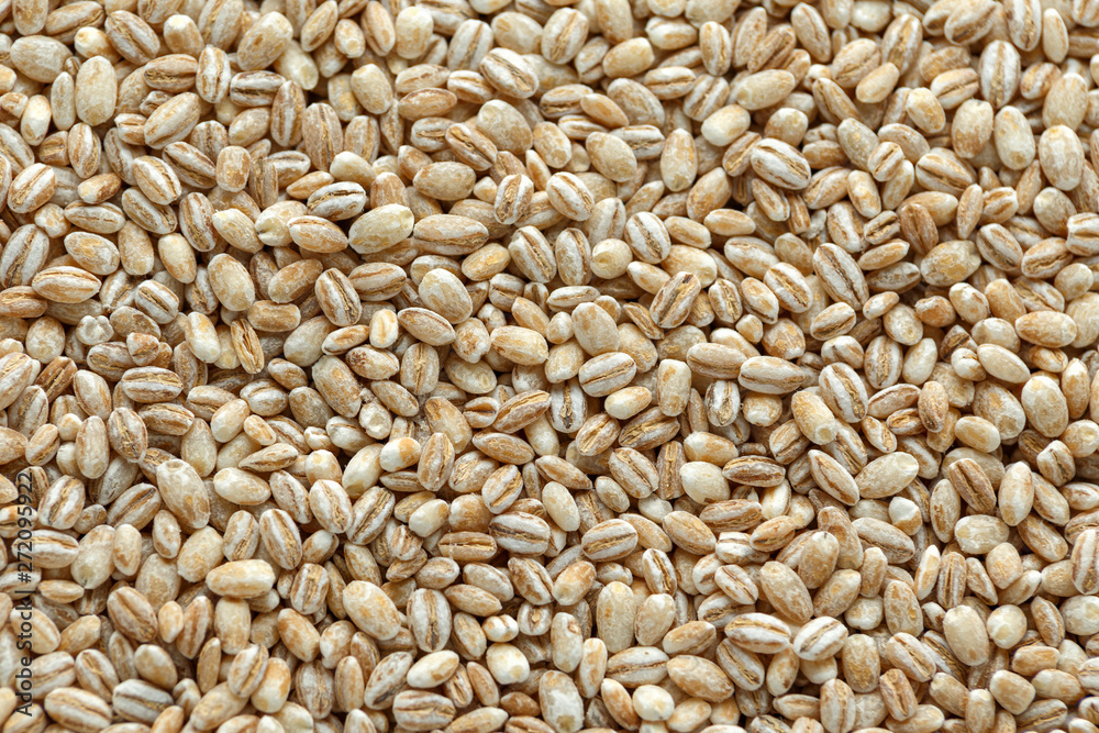 Raw Organic pearled barley grain as background Raw Organic pearled barley grain as background