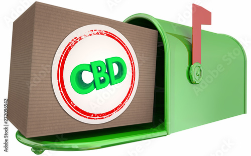 CBD Cannabidiol Marijuana Cannabis Mailbox Package Delivery 3d Illustration photo
