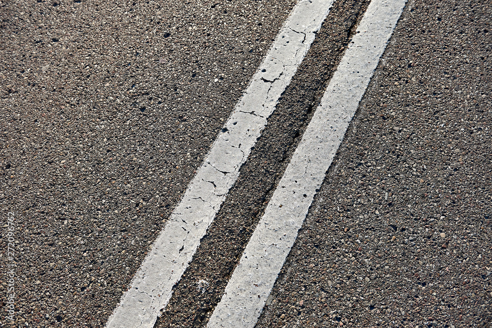 Fototapeta premium Asphalt Road with White Road Lines