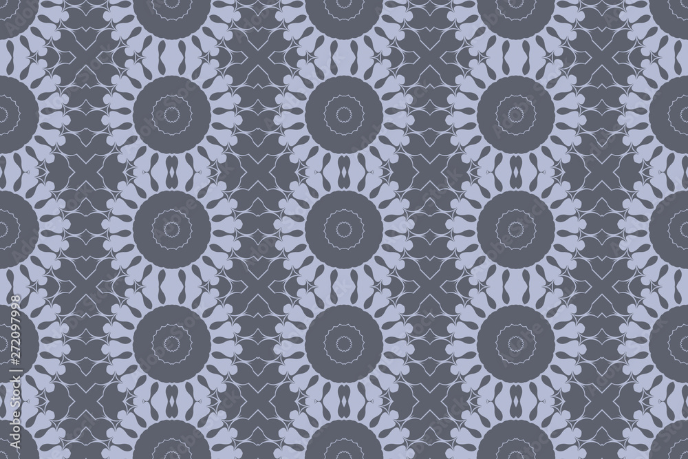 Grey monochrome floral geometric pattern