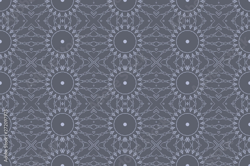 Grey monochrome floral geometric pattern