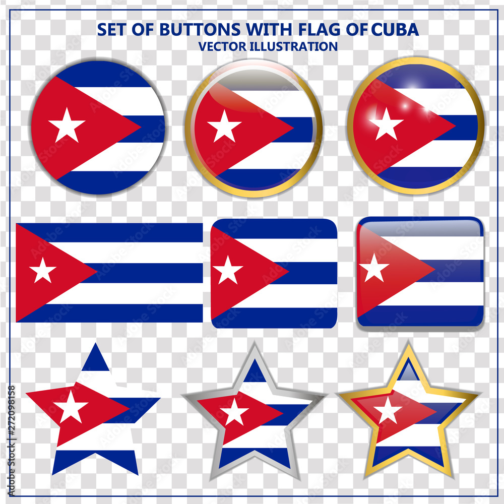 Bright buttons with flag of Cuba. Happy Cuba day button. Bright illustration with flag . Bright buttons with flag of Cuba. Happy Cuba day button. Bright illustration with flag .