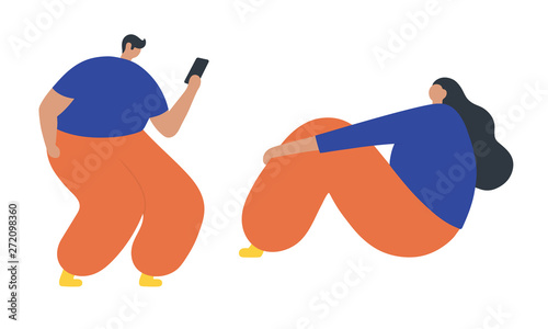 Set of business people flat icons. Flat style modern