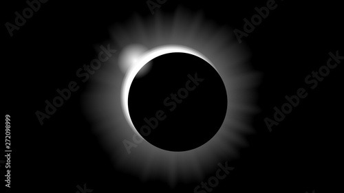 Solar eclipse in black and white style, vector art illustration.