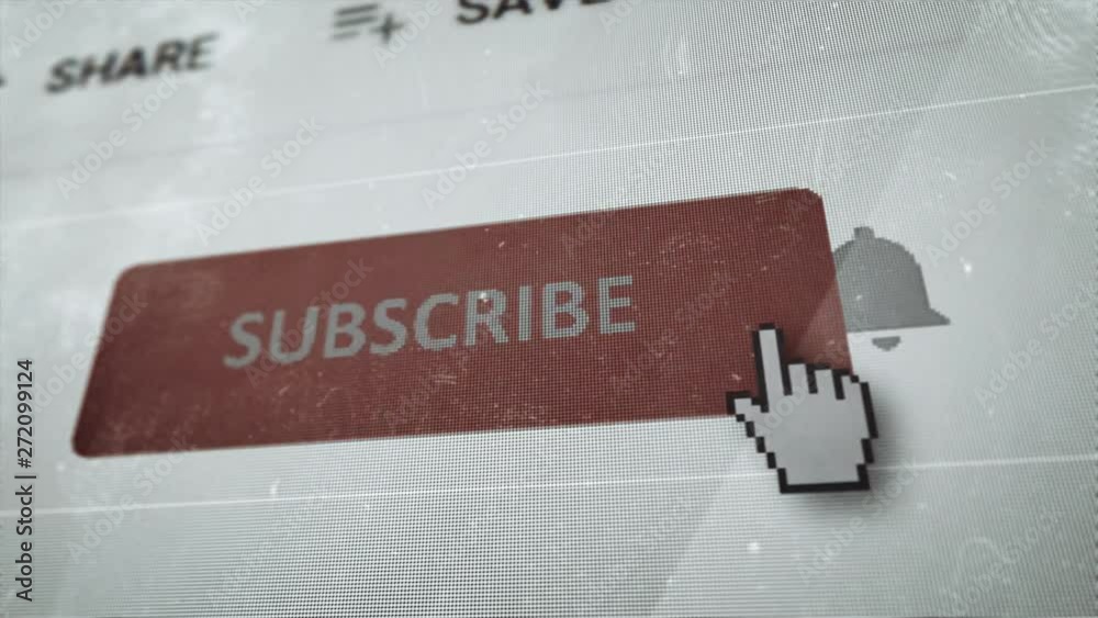 Funny montage of a man clicking the subscribe button and the notification bell