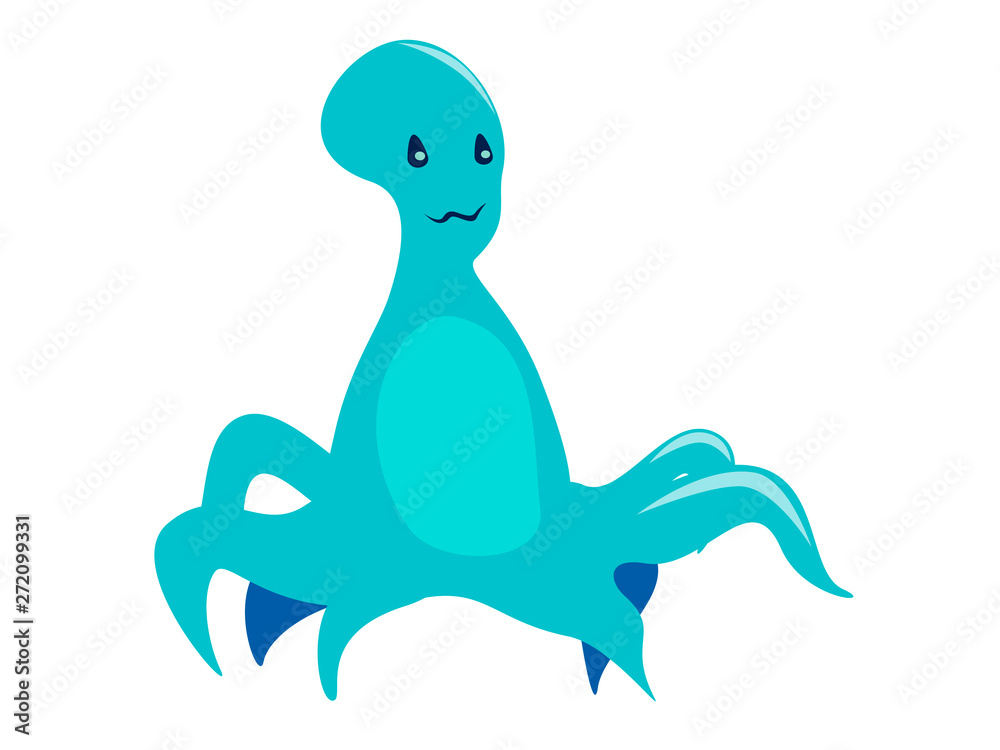 Alien octopus, isolated object. In minimalist style. Cartoon flat Vector Alien octopus, isolated object. In minimalist style. Cartoon flat Vector