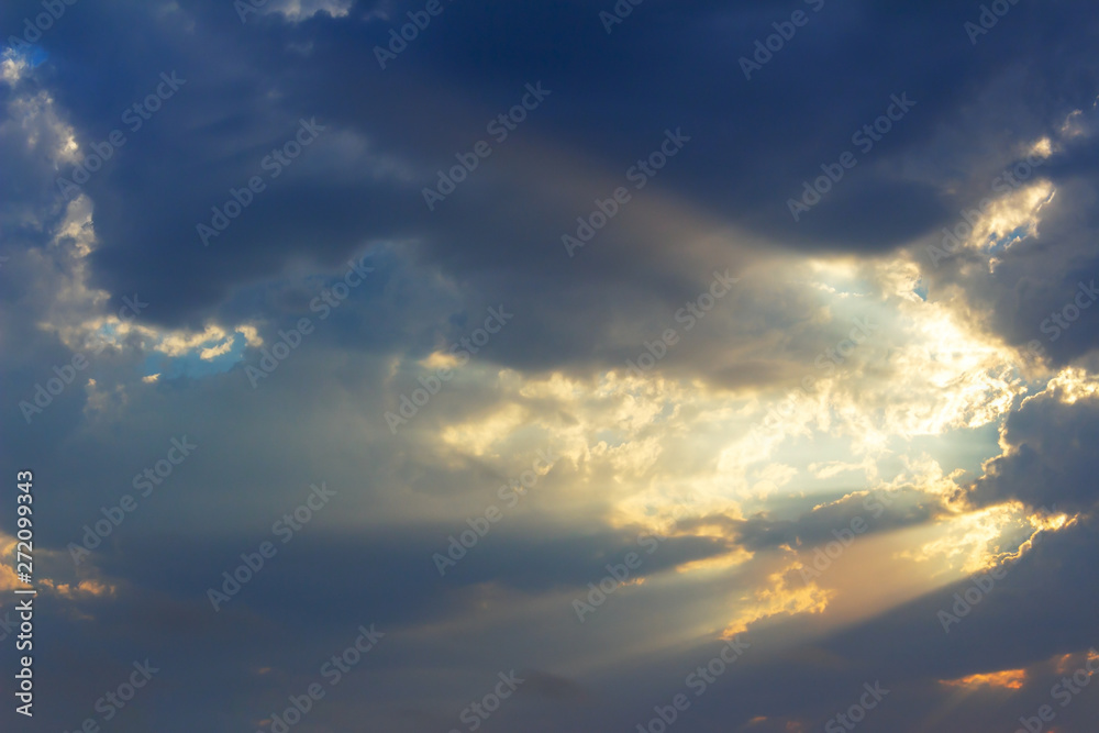 blue sky background with dark clouds sunset