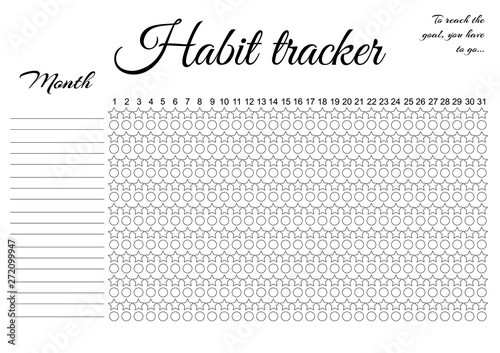 Monthly planner habit tracker template vector schedule