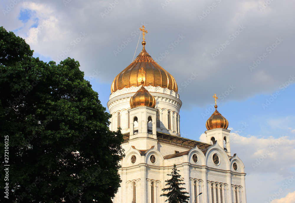 Cathedral of Christ the Savior in Moscow, Russia. City landmark on summer day scenic view 