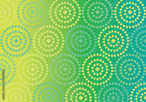 Yoga mat yellow and green circle vector pattern