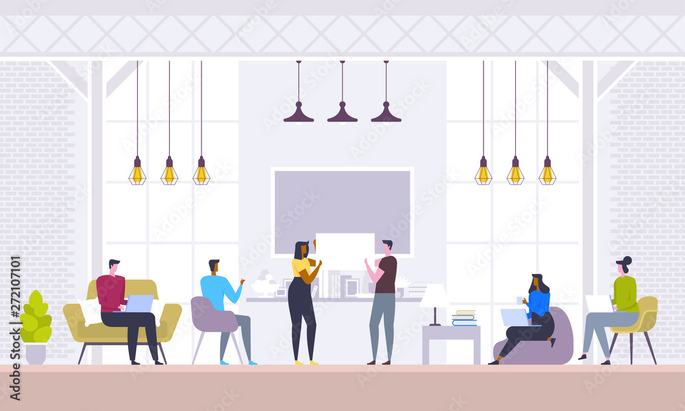 Business meeting, negotiation, brainstorming. Confident and successful team. Vector illustration Business meeting, negotiation, brainstorming. Confident and successful team. Vector illustration