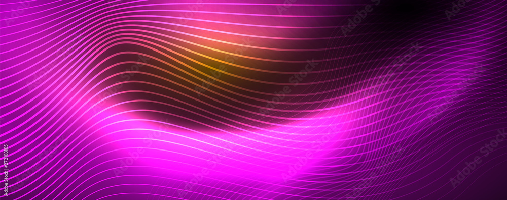 Obraz premium Shiny neon lines techno magic futuristic background, magic energy space light concept, abstract background wallpaper design