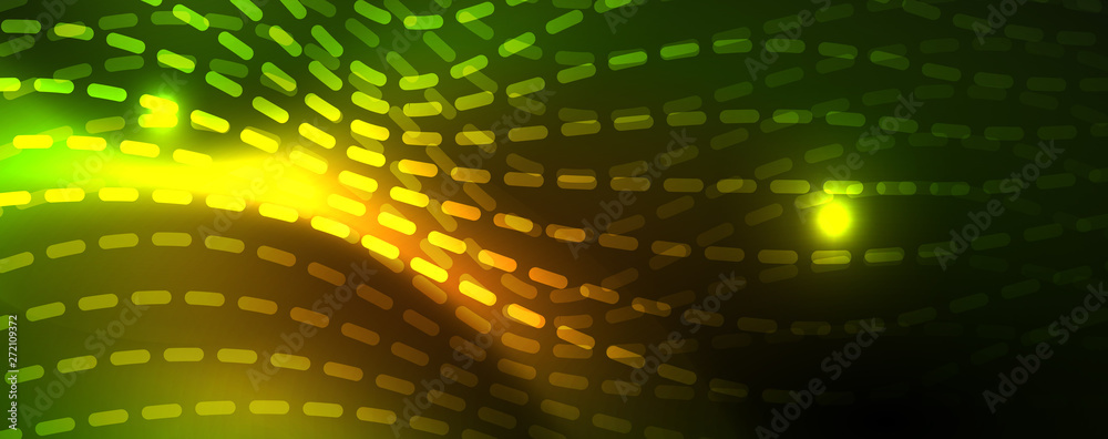 Fototapeta premium Shiny neon vector wave line abstract background, motion concept