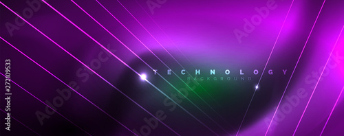Vector neon light lines concept, abstract background