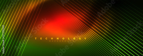 Vector neon light lines concept, abstract background