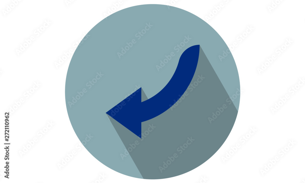 Left downward curvy arrow vector illustration flat icon Left downward curvy arrow vector illustration flat icon