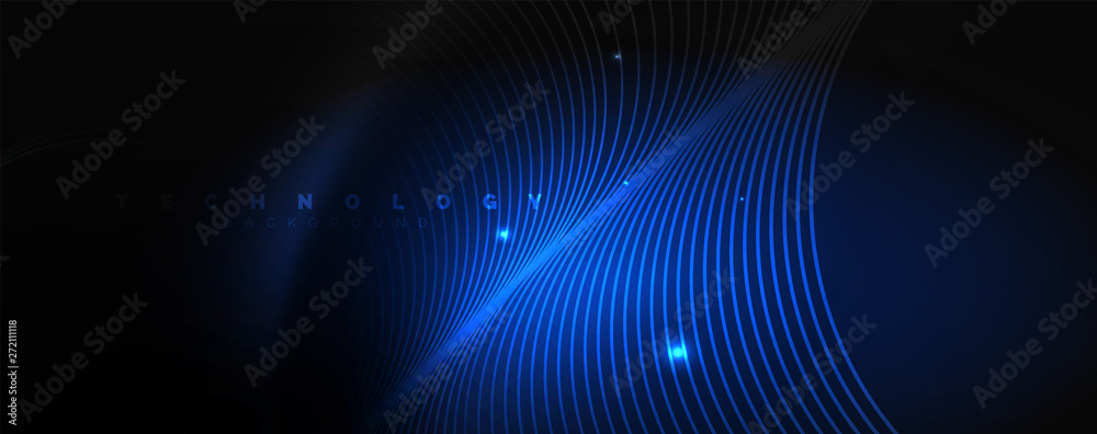 Dark abstract background with bright color neon lights and lines. Glowing background Dark abstract background with bright color neon lights and lines. Glowing background