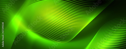 Shiny neon lines template - northern lights glowing blur lines. Futuristic style glow neon 80s disco club or night party techno template