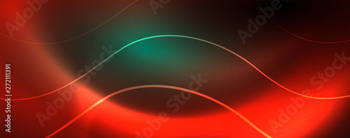 Shiny neon lines template - northern lights glowing blur lines. Futuristic style glow neon 80s disco club or night party techno template