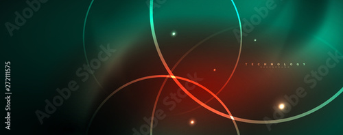 Shiny neon lines template - northern lights glowing blur lines. Futuristic style glow neon 80s disco club or night party techno template